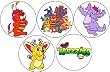 Set of 5 Wuzzles Pinback Buttons 1.25" Pins Disney Animal Creatures