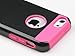 ULAK iPhone 5C Case, Slim Lightweight 2in1 iPhone 5C Cases Hybrid with Soft Rugged TPU Inner Skin and Hard PC Anti Scratches Protective Cover for Apple iPhone 5C (Black+Hot Pink)