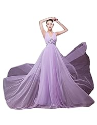 Sexy V-neck Open-Back Evening Dress/Wedding Party Dress  with a Brush/Sweep Train 