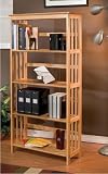 Office Products : ALL SOLID WOOD Mission Style 4-Shelf Bookcase in Natural Finished