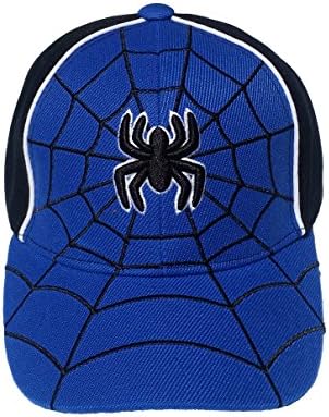 Kid`s Unisex Adjustable Velcro Spiderman Baseball Cap (Blue/Black-Spider 2)