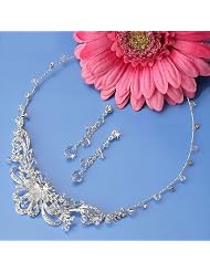 Bridal Jewelry, Swarovski Crystal Necklace & Earrings 651 by USABride