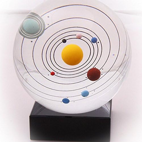 EFF-cientt® New Clear Crystal Ball Sphere 80mm Solar System Crystal Ball with Black Crystal Stand