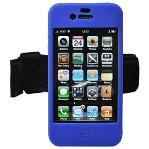 CrazyOnDigital Accessories Silicon Skin Case Protector with Armband for New Apple iPhone 4 4G HD 16GB 32GB Wireless Cell Phone