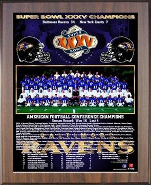 Baltimore Ravens Large Healy Plaque - 2000 Super Bowl Champs