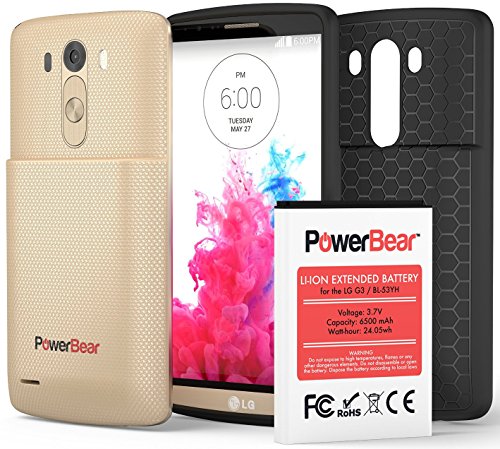 Powerbear lg g3 6500mah extended battery & back cov…