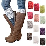 HP95(TM) Womens Stretch Lace Boot Leg Cuffs Soft Laced Boot Socks (A)