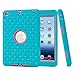 iPad Mini Cases, ROKE Studded Rhinestone Crystal Bling Hybrid Armor Case Cover for iPad mini 2/3 (B-Hot Pink-Blue)