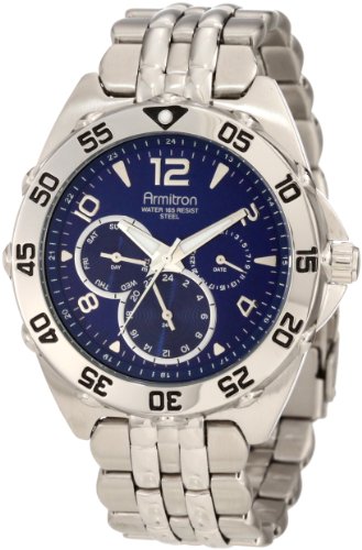 Armitron Men's 204664BLSV Silver-Tone Stainless-Steel Multi-Function Blue Dial Sport Watch