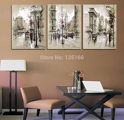 Modern Home Decor Abstract Canvas Painting Retro City Street Landscape Pictures Decorative Paintings 3 Panel Wall Art ku?e kuhinja dekor (No Framed)