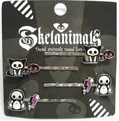 Skelanimals Kit and Pen Purple and Black Hairpins Set