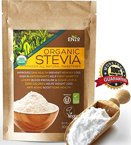 Premium Organic Stevia Powder 30g - USDA Certified All Natural Alternative Sweetener 320x Sweeter than Sugar No Artificial additives & fillers ingredients, Industrial Grade Highly Concentrated Extract