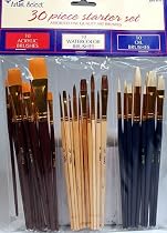 30 Fine Art Paint Brushes for Acrylic, Oil, Watercolors