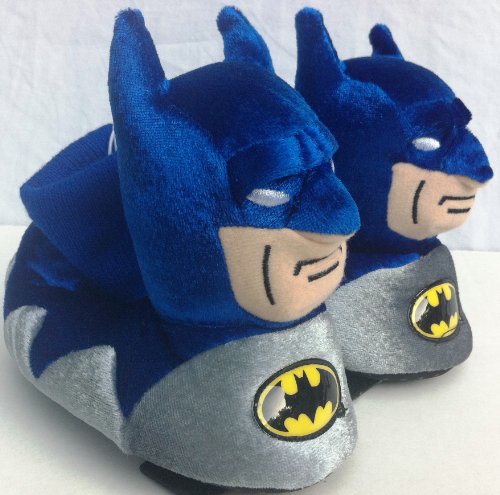 Warner Brothers Batman Dc Comics Plush Soft Sock Top Slipper Shoes Comfy Warm Boy Size 7/8, Great for Halloween, Winter Gift