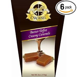 Carousel Candies Butter Toffee Creamy Caramels, 6-Ounce Boxes (Pack of 6) by Silvestri Sweets