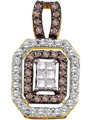 1.00ctw Brown Diamond Invisible Pendant 14K Yellow Gold 58 Diamonds