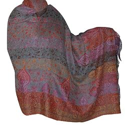 Handmade Shawl Jamawar Wool Wrap 80 x 40 inches (jmwr752)