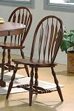 Set of 2 Solid Wood Dark Distressed Oak Finish Dining Chairs