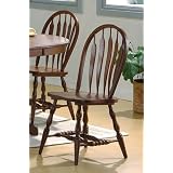 Set of 2 Solid Wood Dark Distressed Oak Finish Dining Chairs by AtHomeMart