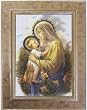 Our Lady of Fatima Mahogany Wood Framed Art Under Glass, 6" x 8" - MADE IN ITALY