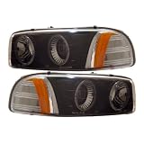 00-06 GMC Yukon Black LED Halo Projector Headlights  w Amber by Luminx Lighting