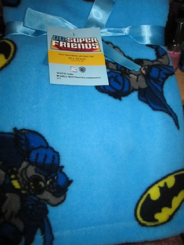  Batman & Sheild Comic Light Blue Soft Baby Blanket for Boy TM & DC Comics