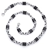 Mens Black tone Cylindrical link Stainless Steel 22 inch Necklace