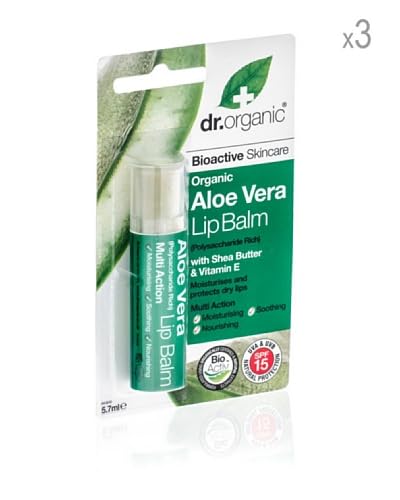 Dr Organic Set 3 Pezzi Balsamo Labbra Aloe Vera 5,7 ml cad.