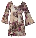 Baby Doll Top with flared cuffs/animal-floral print