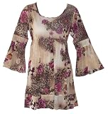 Baby Doll Top with flared cuffs/animal-floral print