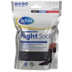 Scholl Footcare -  Flight Socks Class I Black - Size 6.5-9 - One Pair