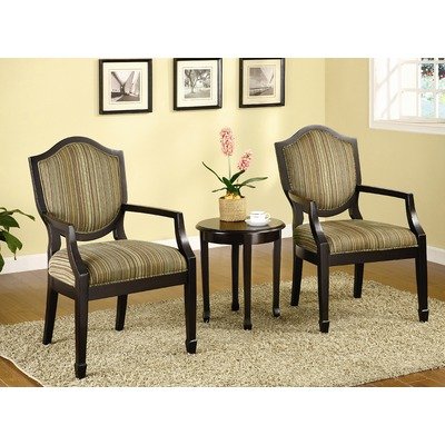 Bernetta 3 Piece Accent Chair and Side Table Set in Espresso