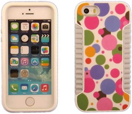 (White/Grey Bubble) Cell Accessory Shack (CAS) Rugged Tough Hard TPU and Soft Silicon Hybrid Case Cover Apple iPhone 5 and 5S