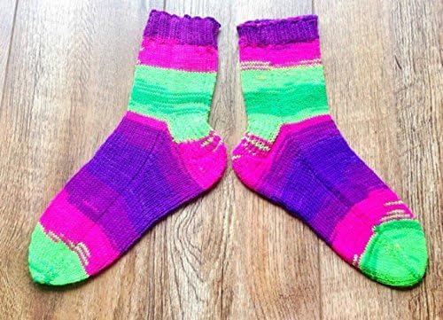 Hand Knit Virgin Wool Unisex Mens/Women's Custom Size Neon Bright Fluorescent Clown Socks 8 colours