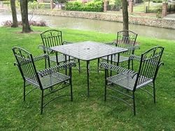 5pc Outdoor Iron Tropico Patio Dining Set - Marble Grey