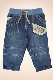 Pure Cotton Ribbed Waistband Turn Up Jeans