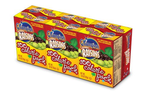Champion 100 Calorie Pack Raisins, 6 Count 1.25 Ounce Boxes (Pack of 4)