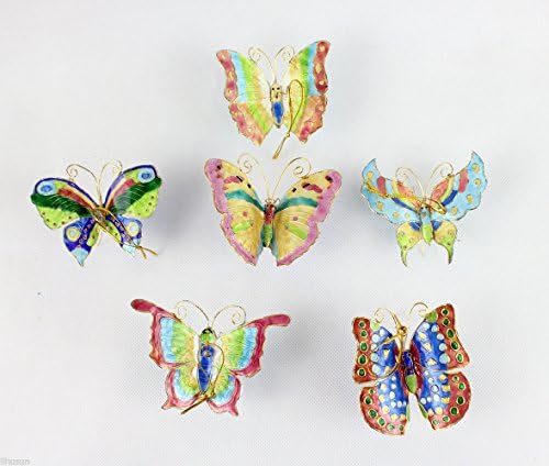 CYNDIE Hot Sale New COLLECTIBLES6PCS Chinese Handmade Cloisonne Enamel Butterfly Ornament Charms