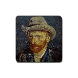 Self Portrait Van Gogh Rubber Square Coaster (4 pack)