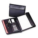 Samsill® Tri-Fold Padfolio w/Calculator, Writing Pad, Storage Pockets, Vinyl, Black