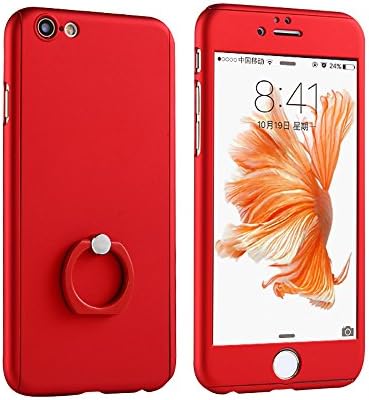 iPhone 6 Case, Bundle with Screen Protector, Znplus Ultra Thin Hard Protective Luxury Case Cover for iPhone 6 /iPhone 6S (4.7 Inch )with 360 Degree Rotating Ring Kickstand(Red)