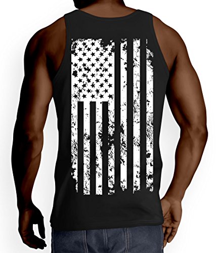 Mens Big White American Flag Tank Top T-shirt