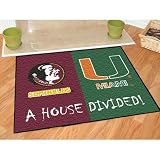 Florida State Seminoles / Miami Hurricanes House Divided NCAA All-Star Floor Mat (34x45)