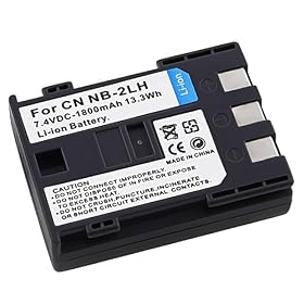 eForCity Replacement Premium NB-2LH NB2L Li-Ion Battery for Canon Powershot S30 S40 S50 S60 S70 S80 Rebel XT XTi and Canon ZR Elura Optura Camcorders