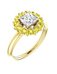 18K Yellow Gold Princess Cut Diamond and Yellow Sapphire Flower Inspired Ring -- LIFETIME WARRANTY