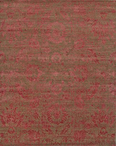 Addison and Banks Hand-Knotted Texture Pattern Wool/Art Silk Area Rug, 8 by 10-Feet, Clay/Velvet Red