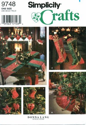 Simplicity 9748 Crafts Sewing Pattern Christmas Tree Skirt Stocking Ornaments Table Runner Place Mat Napkin Mantel Scarf