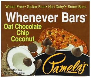 Pamela's Products Gluten Free Whenever Bars, Chocolate Chip Coconut, 5 Count Box, 7.05-Ounce (Pack of 6)