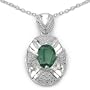 1.85 Carat Genuine Emerald Oval & Diamond Accent Sterling Silver Pendant