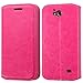ZTE Maven Case , ZTE OVERTURE 2 , ZTE Fanfare Phone Case , The Smart Choice (Tm) Wallet Case Pouch Cover Fold Stand Case Premium Leather Wallet Flip Case Pu Leather with Card Slots (hot pink)